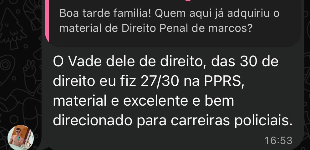 Depoimento de aluno: 27 de 30 na PPRS