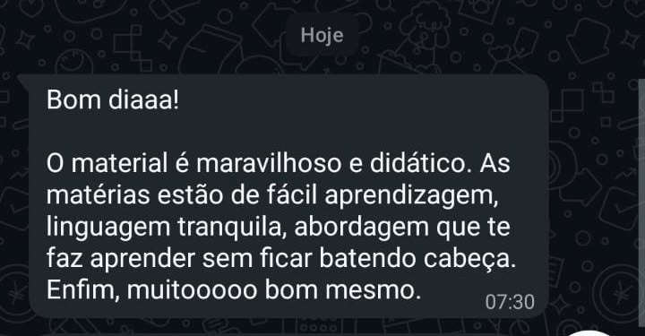 Depoimento de aluno: material maravilhoso e didático, linguagem tranquila, sem ficar batendo cabeça
